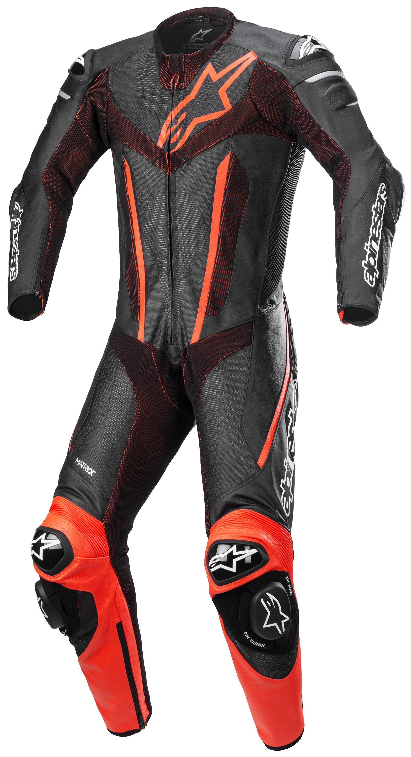 ALPINESTARS FUSION SUIT 1PC BLK RD FL - Black