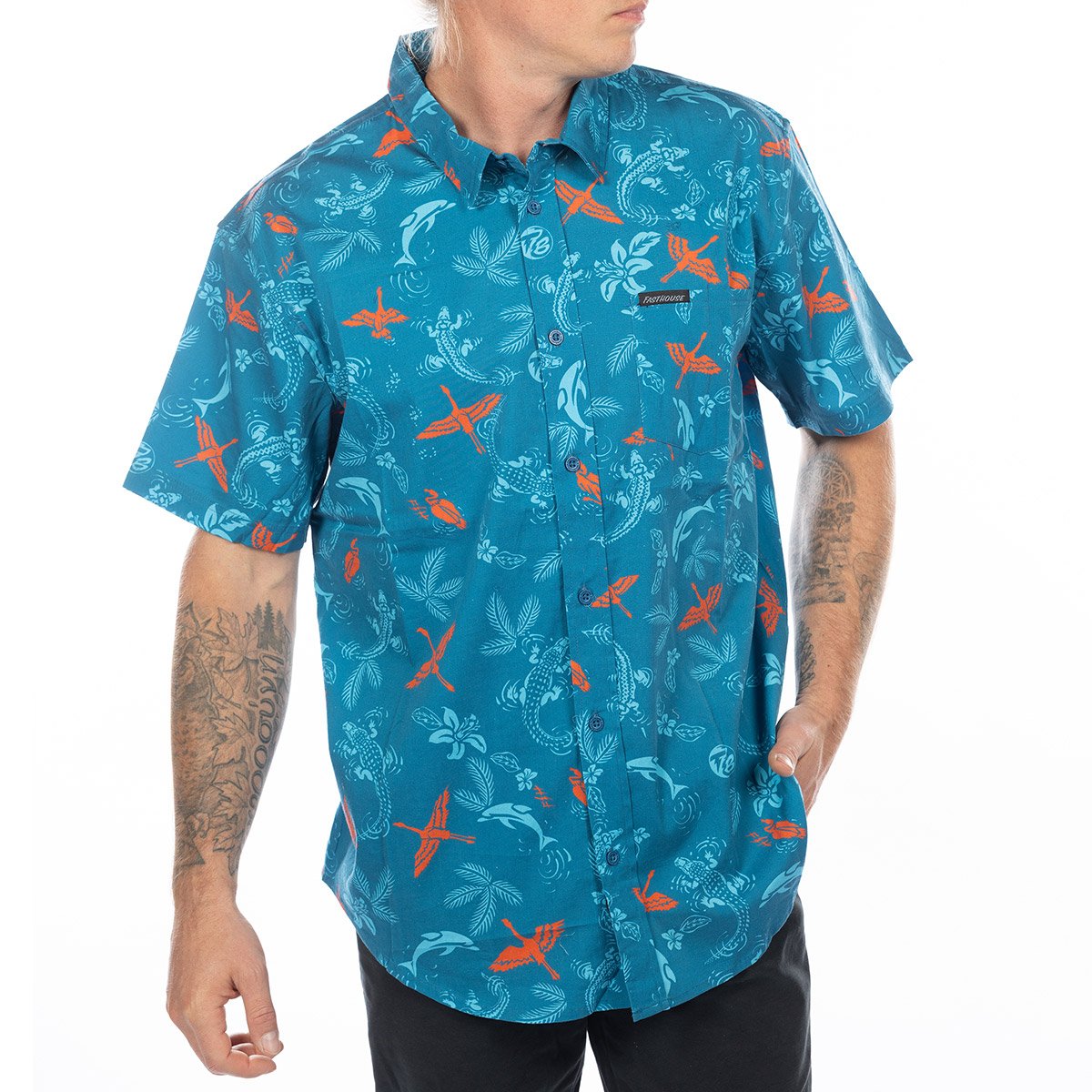 Fasthouse TB Island Hopper Hawaiian Men's Button Up Short-Sleeve Shirts - View 1