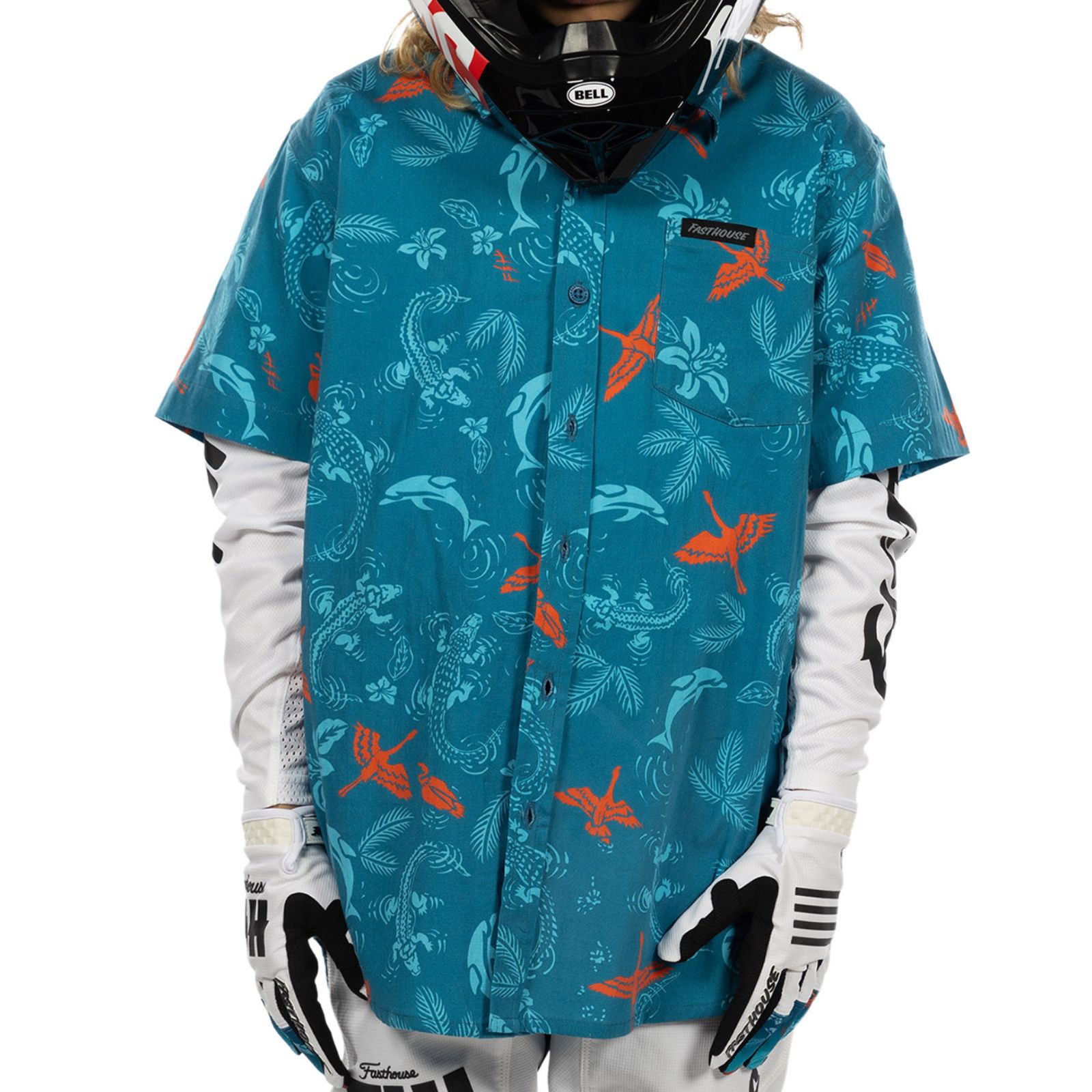 Fasthouse TB Island Hopper Hawaiian Youth Button Up Short-Sleeve Shirts - View 1